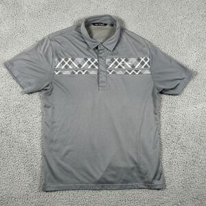 Travis Mathew Polo Shirt Mens Large Gray Argyle Pattern Golf‎ Performance